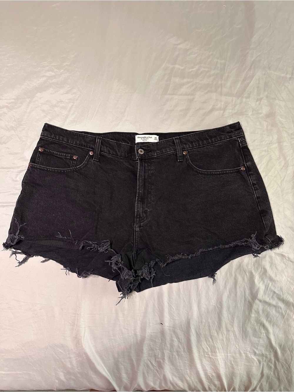 Abercrombie & Fitch Black Distressed Cutoff Denim Shorts